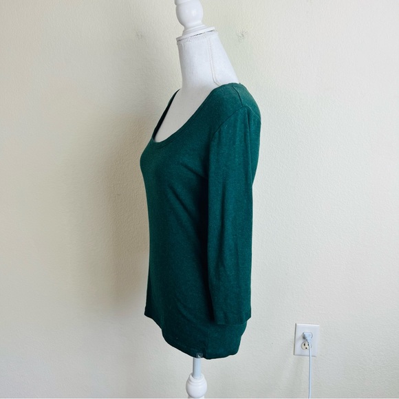Eddie Bauer Forest Green Heathered Long Sleeve Scoop Neck Knit Tee Top Shirt - Picture 4 of 6